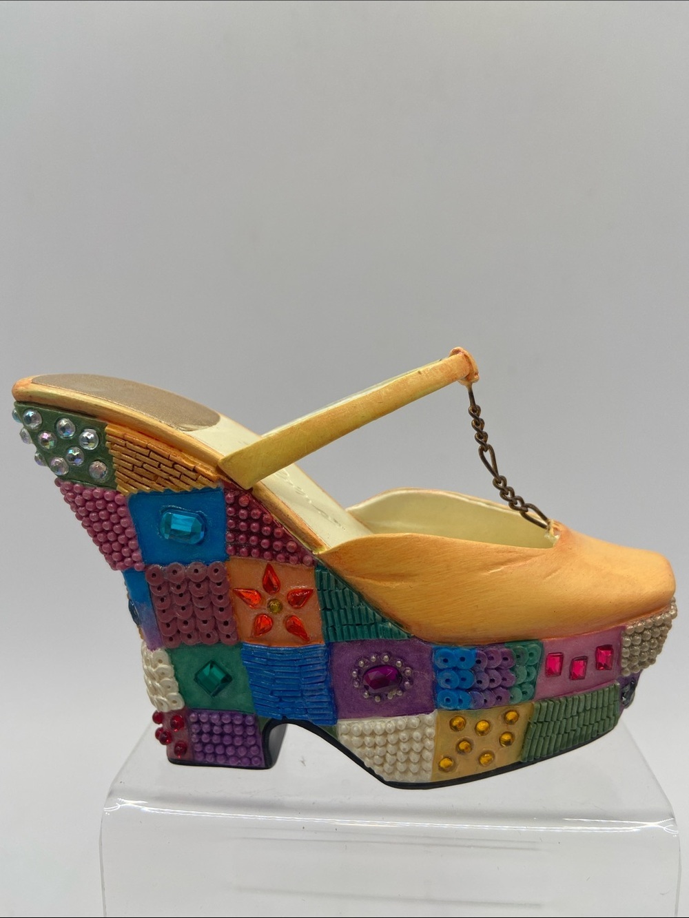 Just The Right Shoe by Raine Checkered Past Miniature Shoe Figurine Bohemian